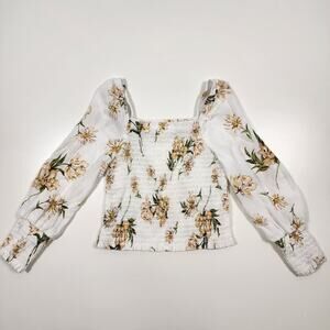 GB Girls Floral Smocked Crop Top Cottagecore Off Shoulder Y2K Size 6